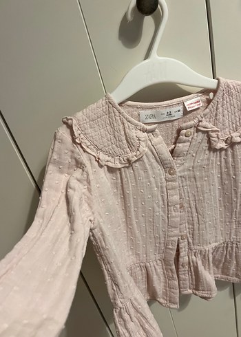 Kız Çocuk Pembe Nakışlı Uzun Kollu Gömlek - Görsel 3