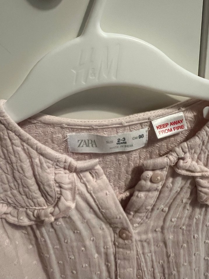 Kız Çocuk Pembe Nakışlı Uzun Kollu Gömlek - Görsel 2