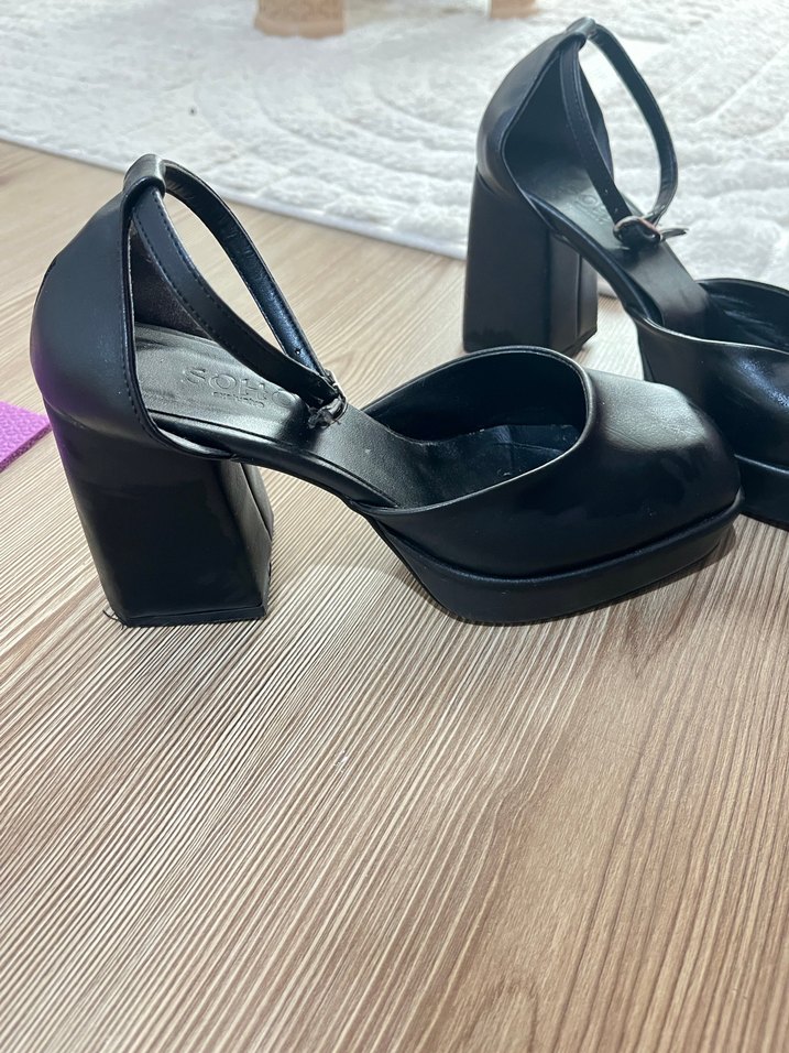 Tokalı Siyah Kadın Platform Topuklu Ayakkabı - Görsel 4