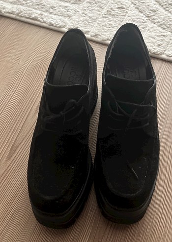 Siyah Süet Platform Topuklu Gotik Kadın Ayakkabı - Görsel 6