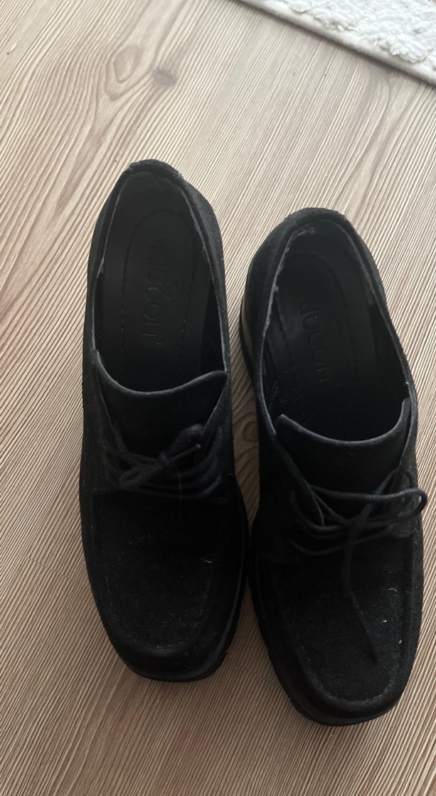 Siyah Süet Platform Topuklu Gotik Kadın Ayakkabı - Görsel 5