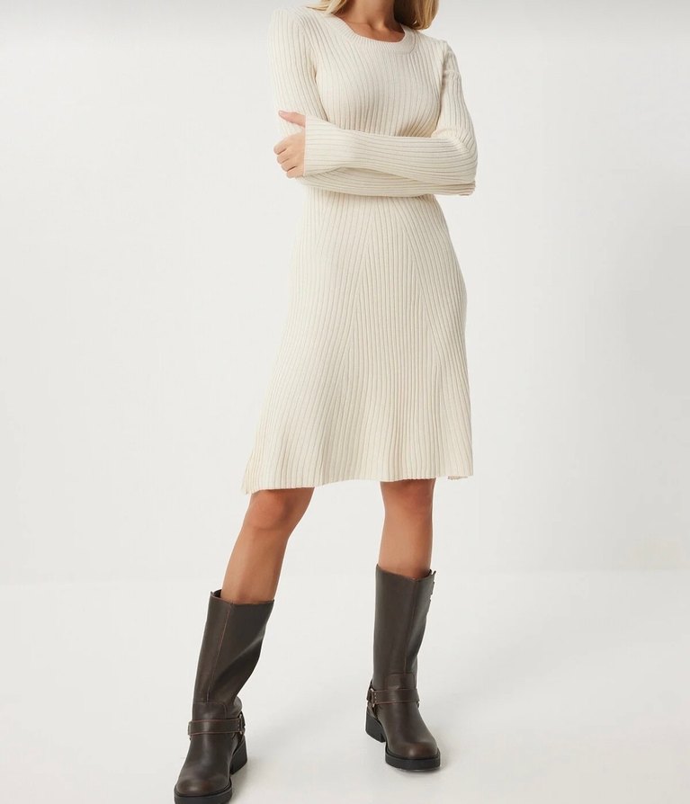 Beyaz Kadın Triko Elbise - Görsel 2