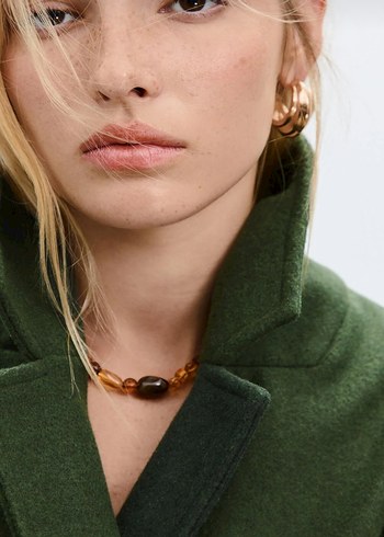 Stradivarius Haki Renk Tek Düğmeli Kaban - Görsel 6