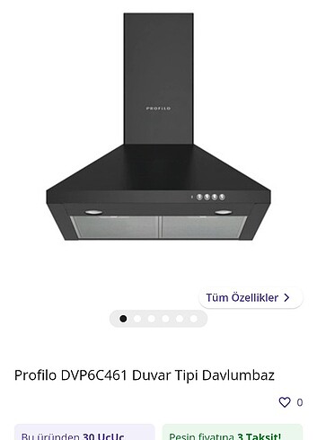 Profilo duvar tipi siyah davumbaz