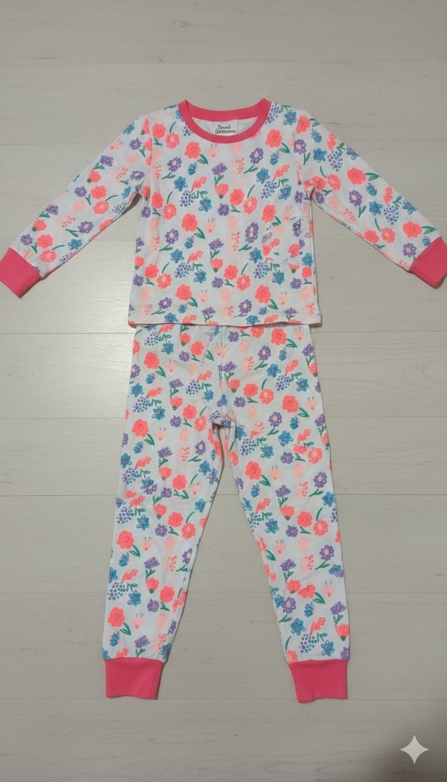 Kız Çocuk Uzun Kollu Çiçekli Pijama Takımı - Görsel 3