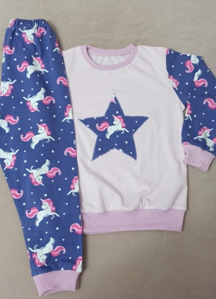 Kız Çocuk Unicorn Desenli Uzun Kollu Pijama - Görsel 2