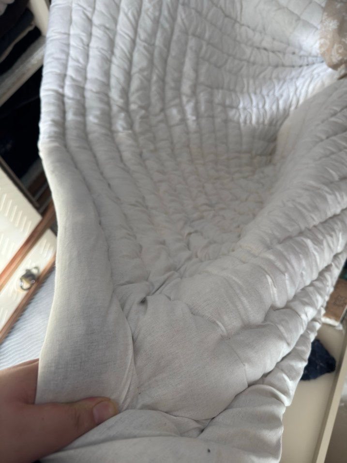 Beyaz el yapımı yün yorgan - Görsel 4