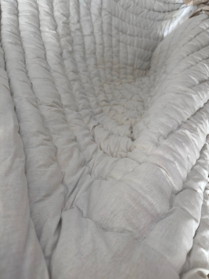 Beyaz el yapımı yün yorgan - Görsel 2