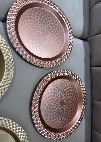 Çok Renkli Dekoratif Metal Tabak Seti - Görsel 4