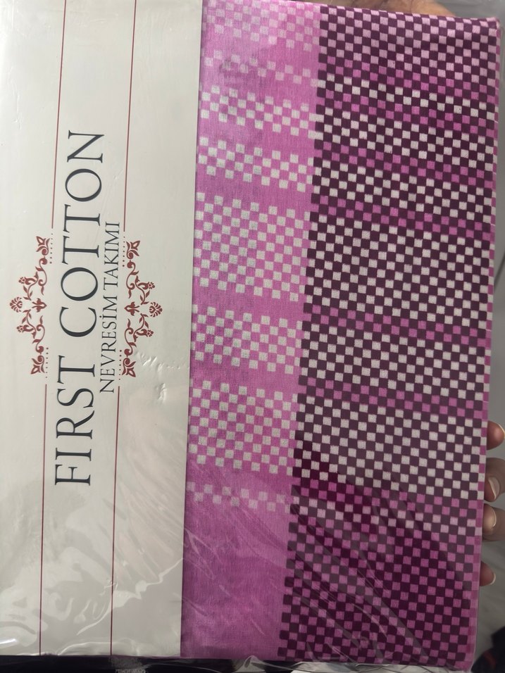 Pembe Kareli First Cotton Nevresim Takımı - Görsel 2