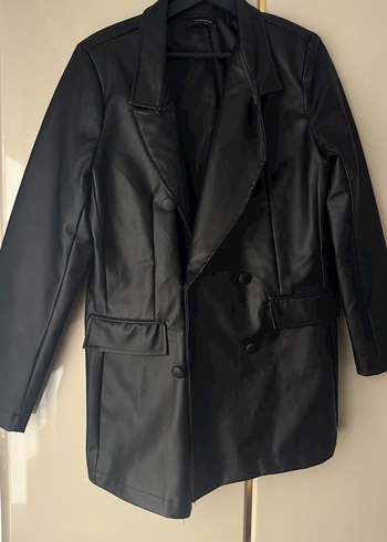 Siyah Deri Kadın Blazer Ceket - Görsel 5