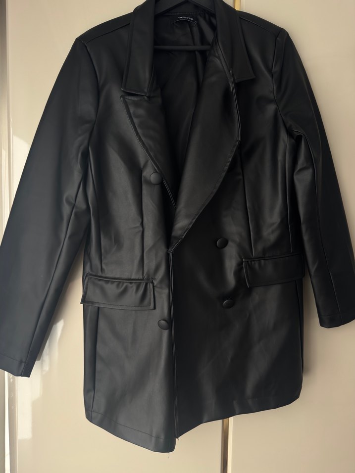 Siyah Deri Kadın Blazer Ceket - Görsel 5