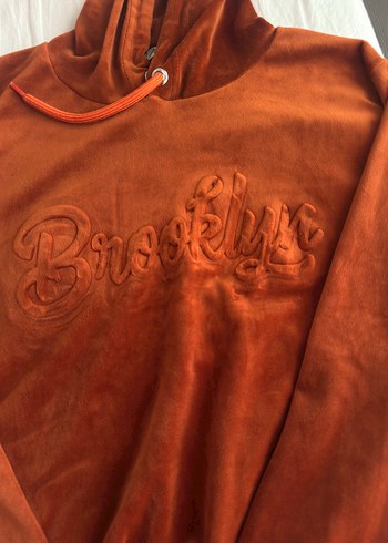 Kadife Kahverengi Kadın Sweatshirt - Görsel 2