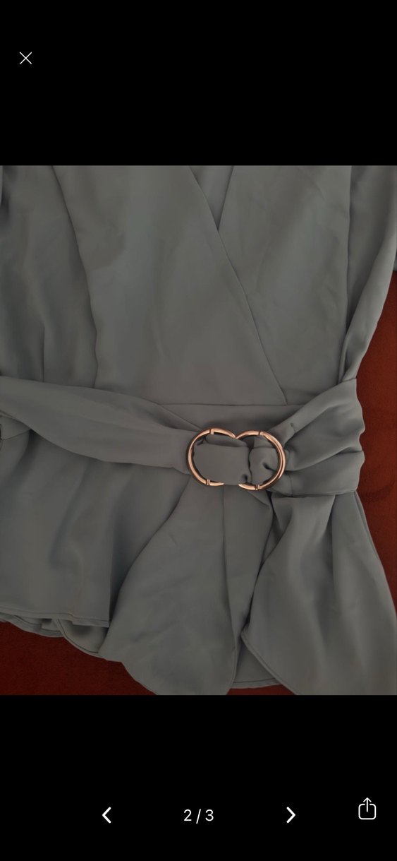 V Yakalı Kemerli Kadın Bluz - Görsel 2