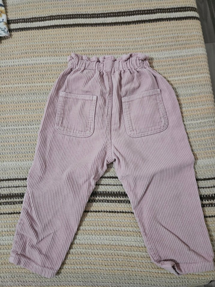 ZARA kadife pembe Kız Çocuk Pilili Bol Pantolon - Görsel 2