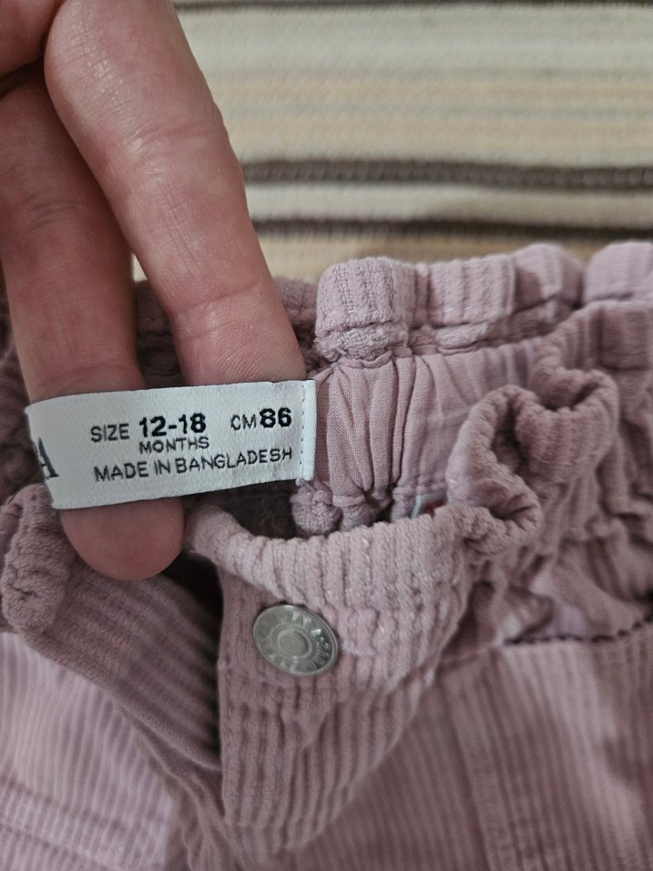 ZARA kadife pembe Kız Çocuk Pilili Bol Pantolon - Görsel 3