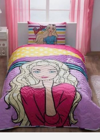 Taç Barbie desenli yatak örtüsü