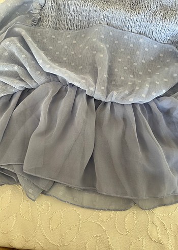 Mavi Fırfırlı Keten Bluz - Görsel 6