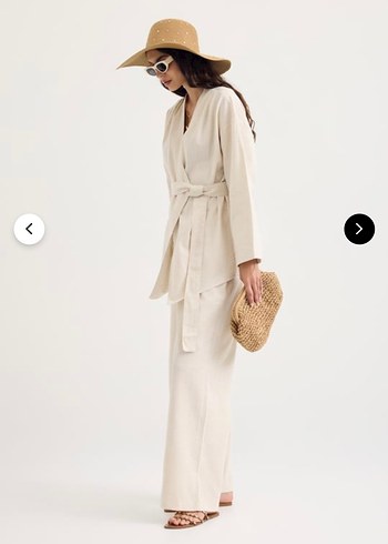 Bej Uzun Kollu keten takımı - Görsel 2