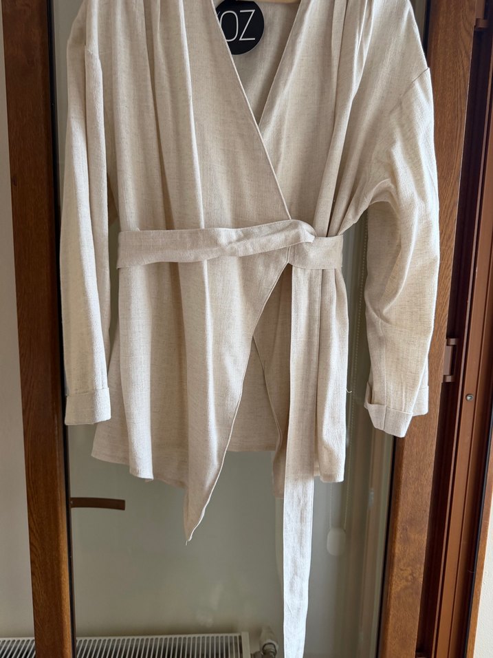 Bej Uzun Kollu keten takımı - Görsel 4