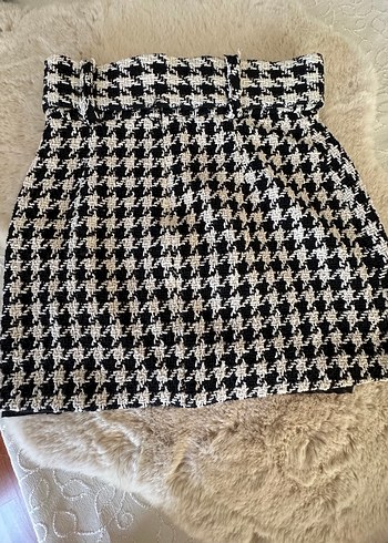 Zara  Kareli Kadın Mini Etek - Görsel 3