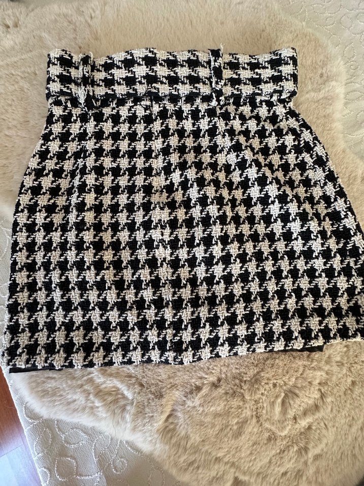 Zara  Kareli Kadın Mini Etek - Görsel 3