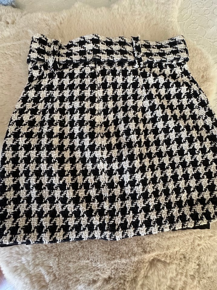 Zara  Kareli Kadın Mini Etek - Görsel 2