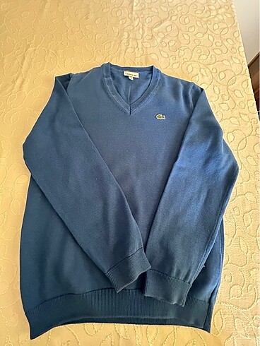 9-12 Ay Beden Original Lacoste erkek çocuğu v yaka kazak