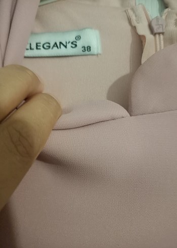 Abiye Pudra Pembe Uzun Drapeli Abiye Elbise
