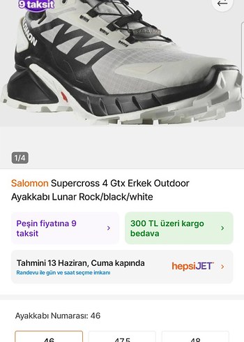 41 Beden Salomon Supercross 4 Erkek Outdoor Spor Ayakkabı
