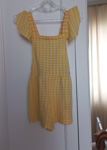 Sarı Kareli Kız Elbisesi - Görsel 4