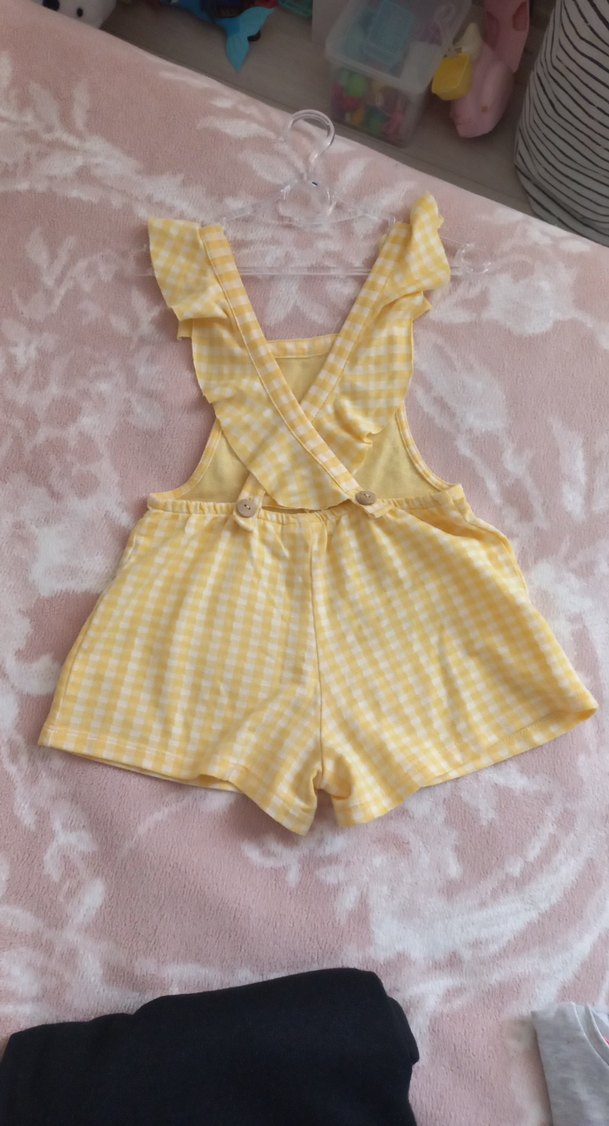 Sarı Kareli Kız Elbisesi - Görsel 3