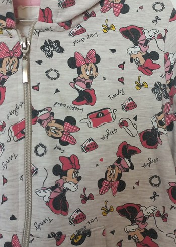 Kız Çocuk Gri Minnie Baskılı Fermuarlı Sweatshirt - Görsel 3
