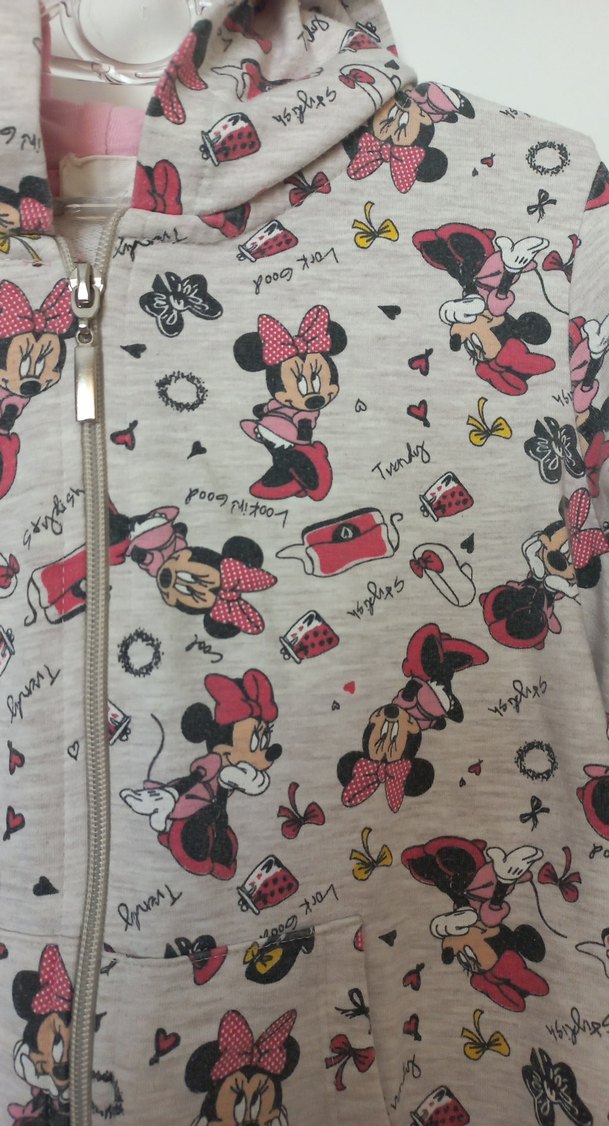 Kız Çocuk Gri Minnie Baskılı Fermuarlı Sweatshirt - Görsel 3