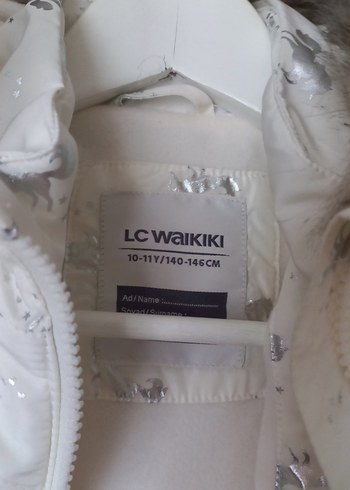 Kız Çocuk Beyaz Kürklü Unicorn Baskılı Mont - Görsel 3