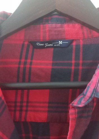 Kırmızı Ekose Pamuklu Kadın Gömlek - Görsel 2