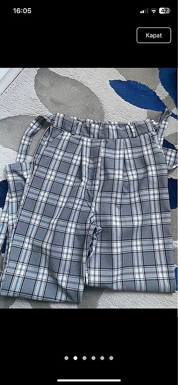 xs Beden Ekoseli pantolon