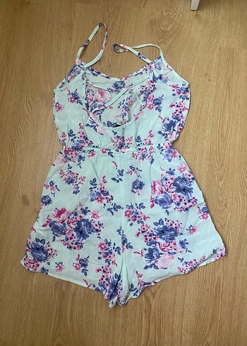 Çiçek Desenli İp Askılı Kadın Tulum - Görsel 3