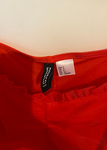 H&M Kısa Kollu Kırmızı Mini Elbise - Görsel 4