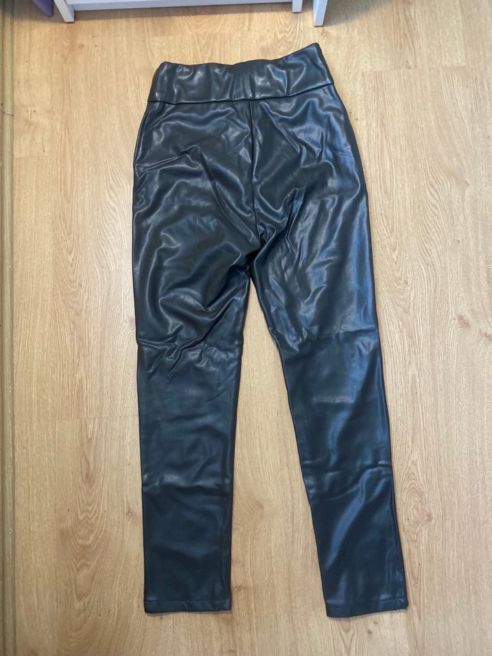 Koyu yeşil deri pantolon - Görsel 5