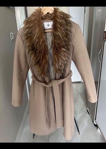Zara Kahverengi Kuşaklı Kürklü Kaban