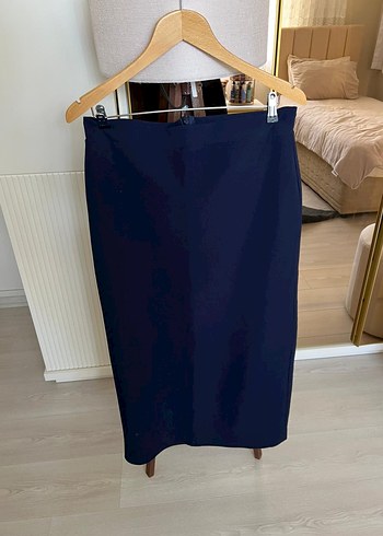 Lacivert Drapeli Midi Hamile Eteği - Görsel 2