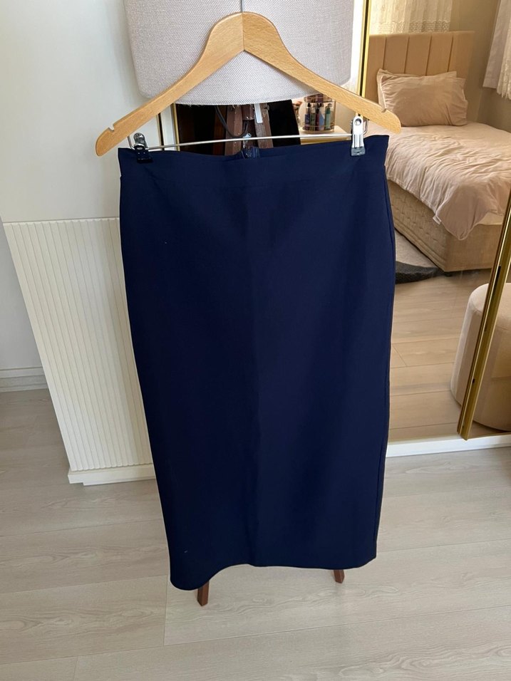 Lacivert Drapeli Midi Hamile Eteği - Görsel 2