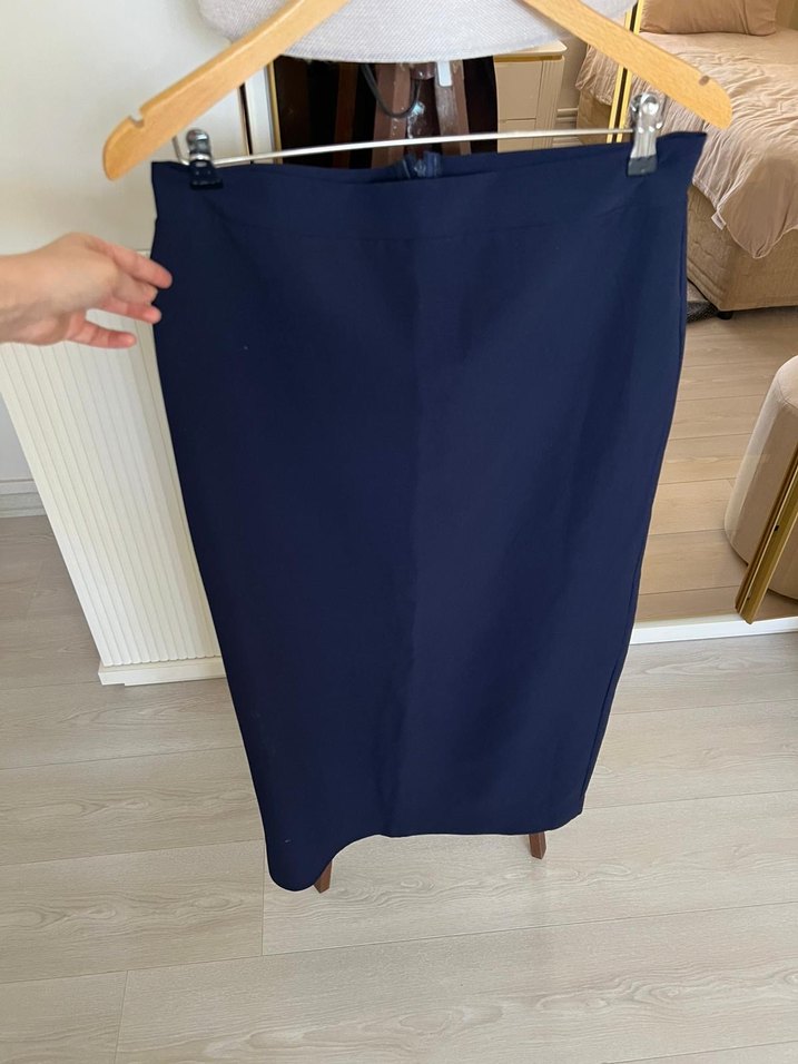 Lacivert Drapeli Midi Hamile Eteği - Görsel 5