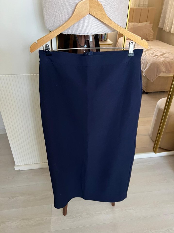 Lacivert Drapeli Midi Hamile Eteği - Görsel 3