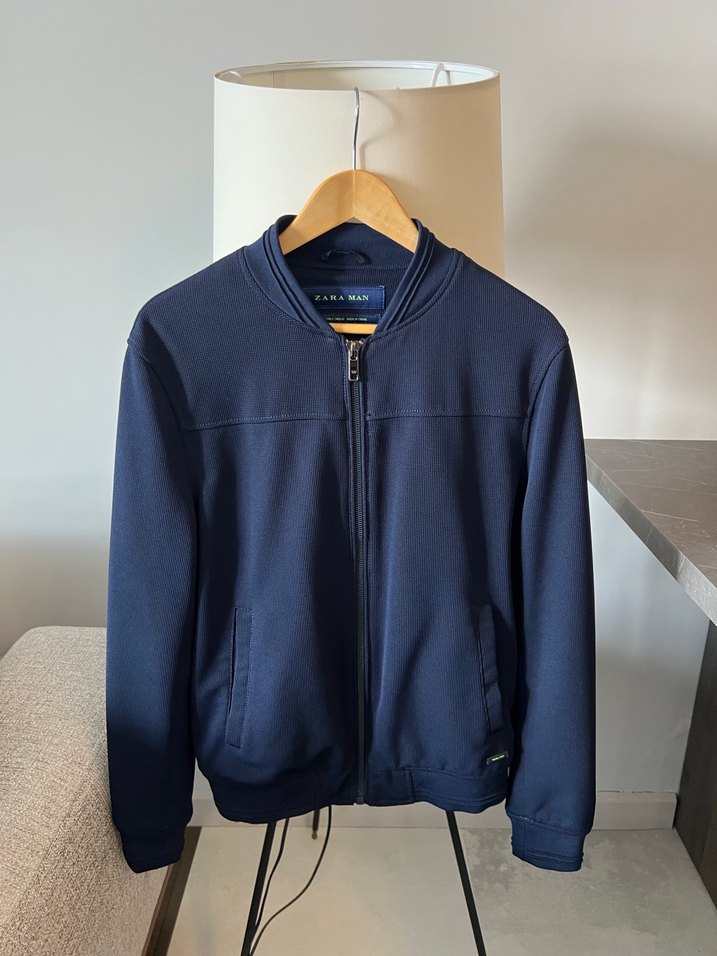 Erkek Lacivert Fermuarlı Sweatshirt - Görsel 3