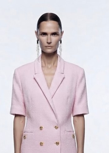 Zara Pastel Pembe Kisa Kol Dugmeli Kadin Blazer