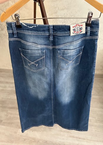 Bohem Mavi Hamile Midi Kot Etek - Görsel 4