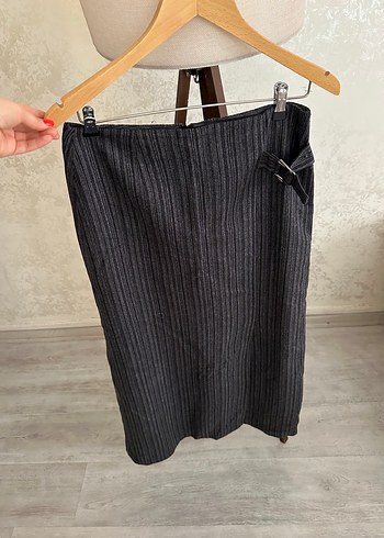 Gri Piliseli Midi Hamile Eteği - Görsel 2