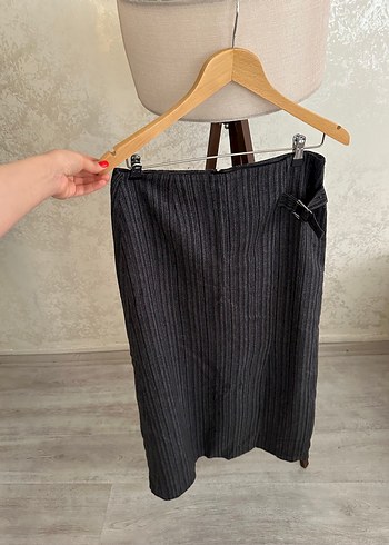 Gri Piliseli Midi Hamile Eteği - Görsel 3